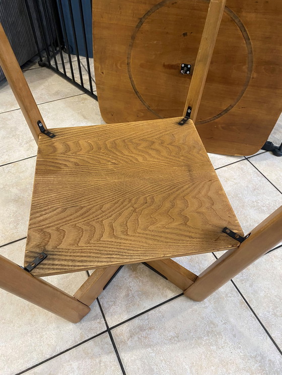 Image 1 of Table Basse D’Appoint Scandinave En Bois Plateau Pivotant Vintage 50S