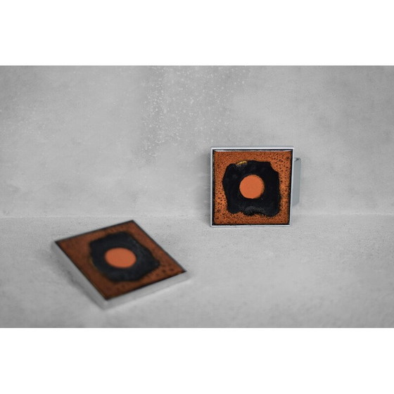 Image 1 of Paire de poignées de porte vintage en métal et céramique par Juliette Belarti, 1960
