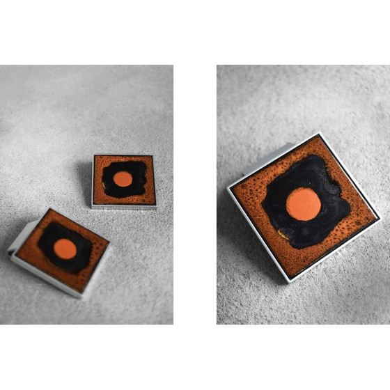 Image 1 of Paire de poignées de porte vintage en métal et céramique par Juliette Belarti, 1960