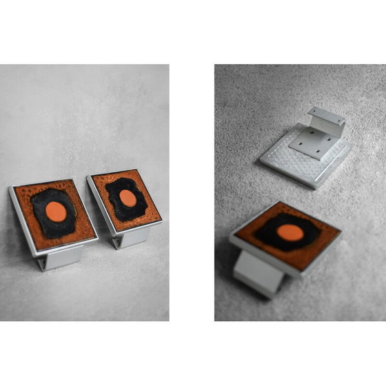 Image 1 of Paire de poignées de porte vintage en métal et céramique par Juliette Belarti, 1960