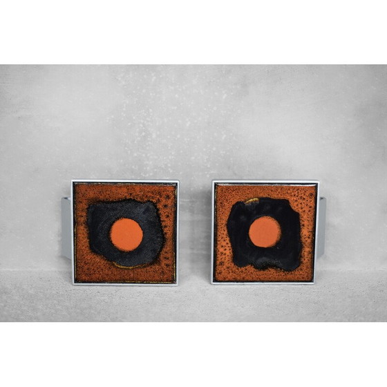Image 1 of Paire de poignées de porte vintage en métal et céramique par Juliette Belarti, 1960