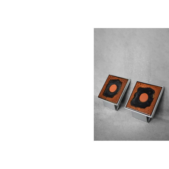 Image 1 of Paire de poignées de porte vintage en métal et céramique par Juliette Belarti, 1960
