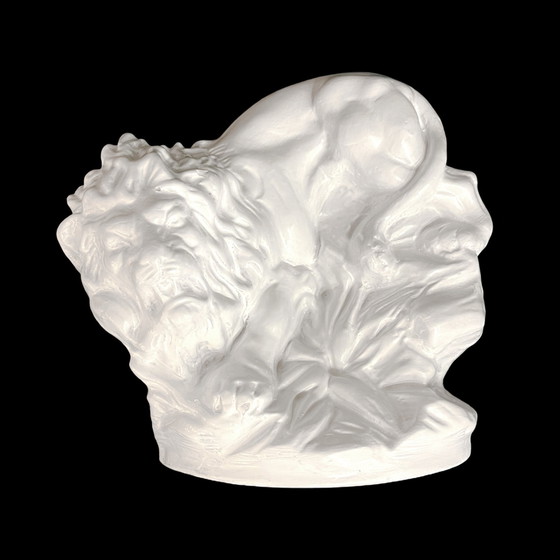 Image 1 of Argile blanche, grande figurine de lion Art déco, République tchèque, début du 20e siècle
