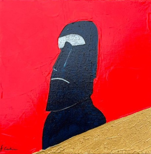 Moai. Acrylique De Frédéric Cadiou 