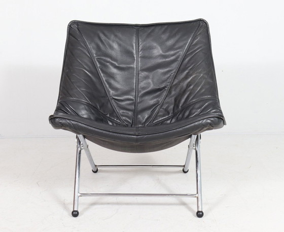 Image 1 of Lot de 2 Fauteuils en cuir pliants par Teun Van Zanten Pour Molinari, Italie, Années 1970