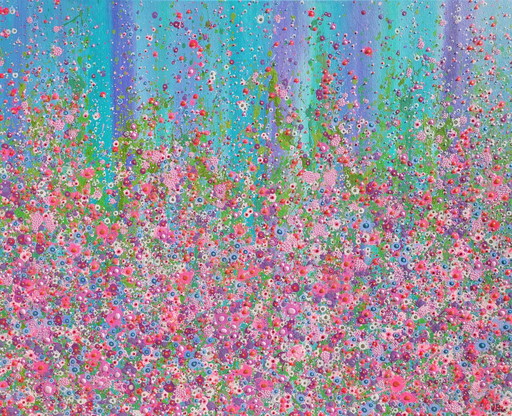 Valentina Pufe- Peinture abstraite de fleurs "Sweet Dreams" (Doux rêves)