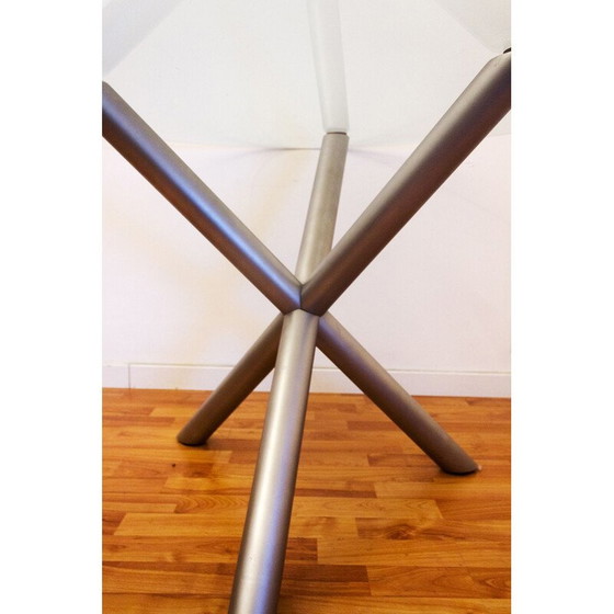Image 1 of Table de salle à manger ronde vintage en verre fumé et acier chromé, Italie, années 1970