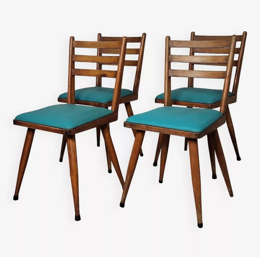 4 Chaises Années 50/60 Pieds Fuseaux