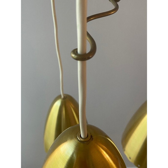 Image 1 of Ensemble de 3 lampes suspendues vintage en laiton, Danemark 1960