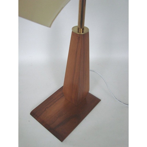 Image 1 of Lampe vintage art déco en bois, laiton et verre, 1960