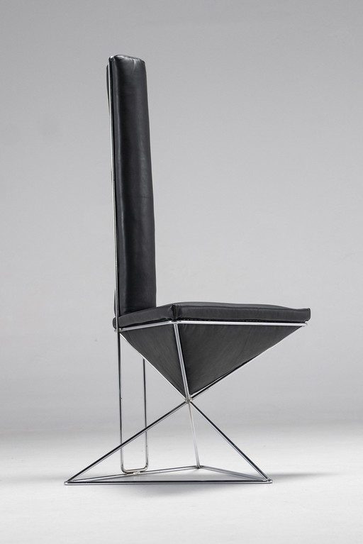 Chaise d'appoint italienne en cuir géométrique, Italie, années 1980