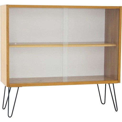 Vitrine vintage en bois de bouleau, tchèque 1970