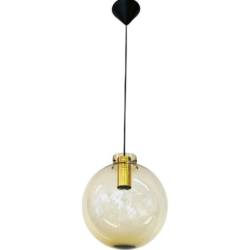 Lampe suspendue vintage 7714 en verre fumé par Jonas Hidle pour Høvik Lys, Norvège 1970