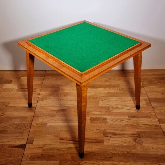 Image 1 of Table de jeu Thonet vintage en sycomore, amarante et placage de bois, années 1950