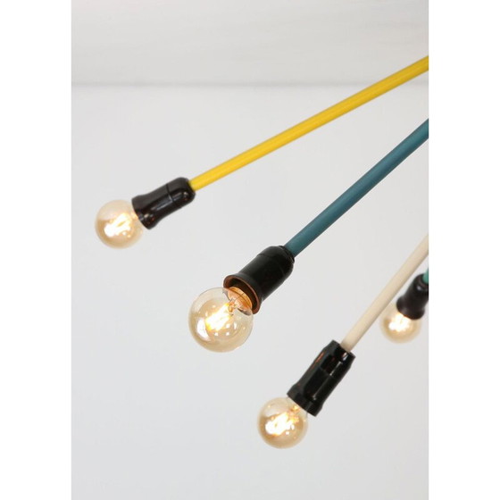 Image 1 of Lustre spoutnik vintage en noir mat, 1950