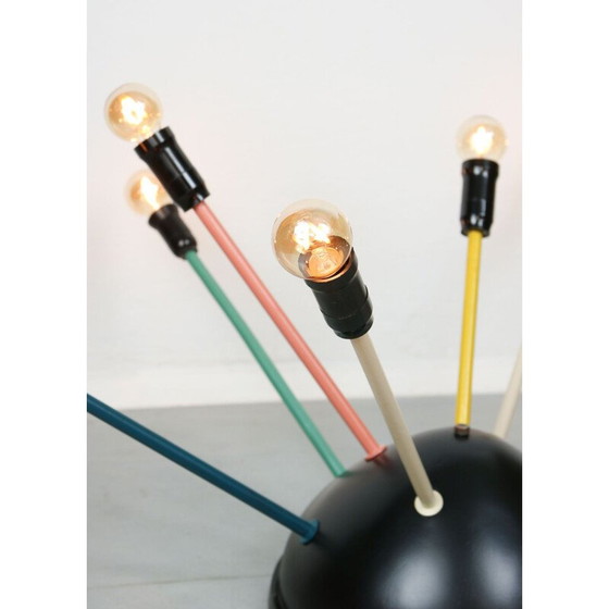 Image 1 of Lustre spoutnik vintage en noir mat, 1950