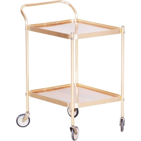 Image 1 of Chariot à boissons vintage en laiton et formica, France 1950