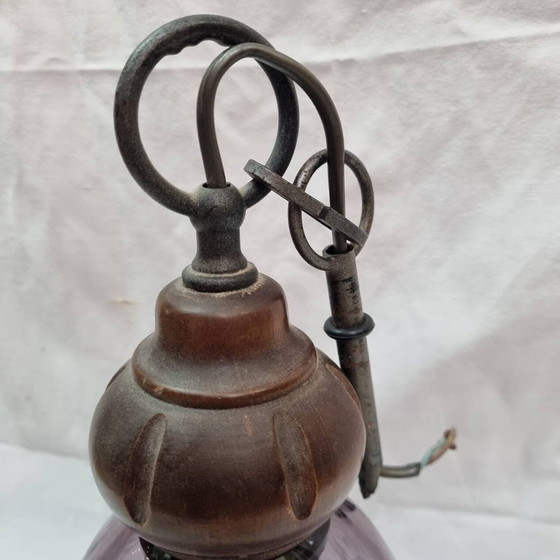 Image 1 of Suspension Vintage Verre Mauve