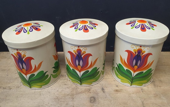 Image 1 of 1853 Boîtes de conserve en étain avec motif de tulipe