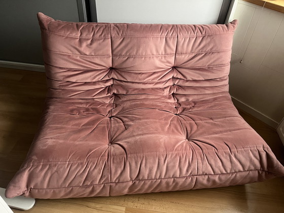 Image 1 of Togo Ligne Roset En Velours Rose - 2 Places