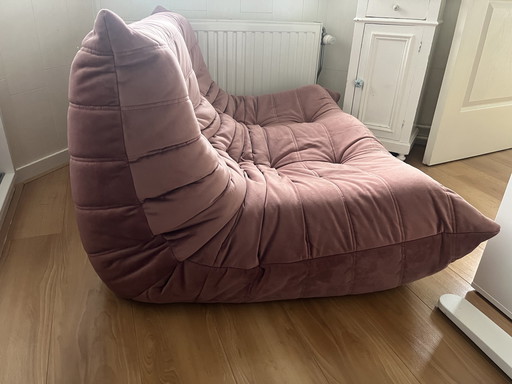 Togo Ligne Roset En Velours Rose - 2 Places