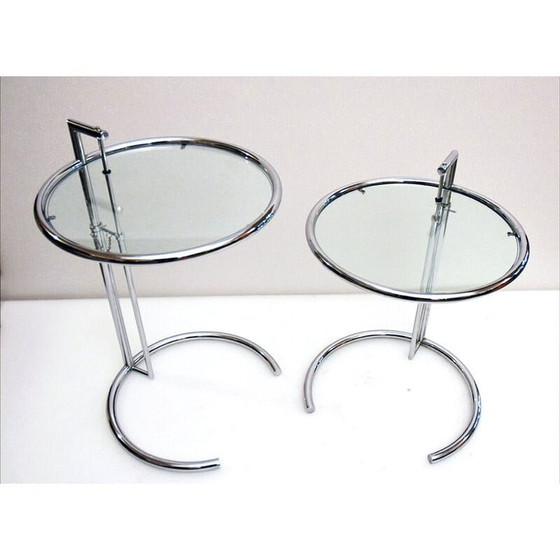 Image 1 of Tables d'appoint réglables vintage de style Eileen Gray, 1980