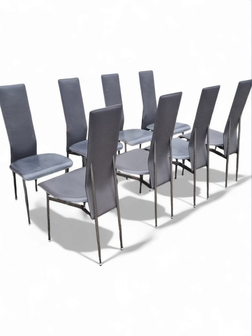 8× Fasem Chairs By Giancarlo Vegni & Gianfranco Gualtierotti