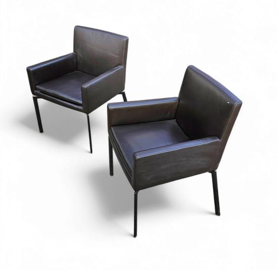 Image 1 of 2 X Magnifiques Fauteuils Manet Minotti 2004 / Cuir marron / Chrome
Hors production
