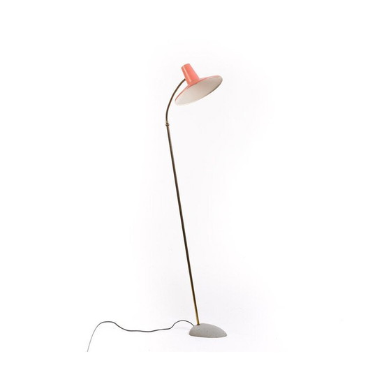 Image 1 of Lampadaire vintage réglable en laiton et rose, Italie 1950