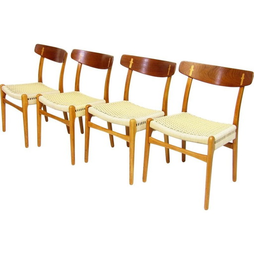 Ensemble de 4 chaises vintage Ch-23 par Hans Wegner pour Carl Hansen, années 1950
