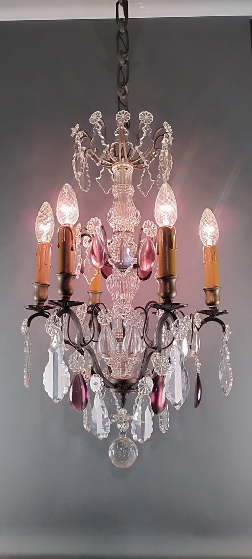 Lustre classique en cristal français vers 1910