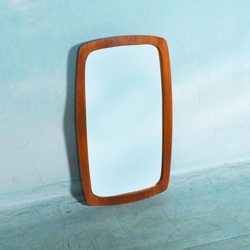 Miroir organique vintage des années 60 en teck, miroir midcentury