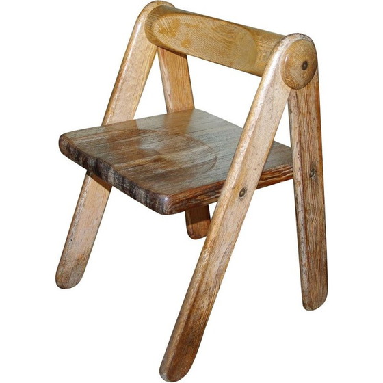 Image 1 of Chaise d'enfant vintage en pin massif par Pierre Grosjean, 1970