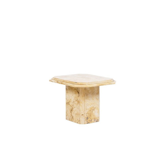 Image 1 of Paire de tables d'appoint vintage en marbre de Sienne, Italie 1970
