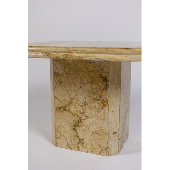 Image 1 of Paire de tables d'appoint vintage en marbre de Sienne, Italie 1970