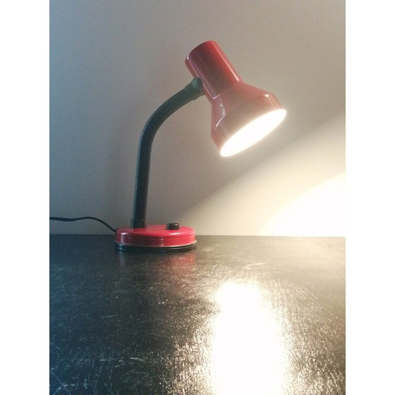 Image 1 of Lampe de bureau vintage en métal rouge, 1970