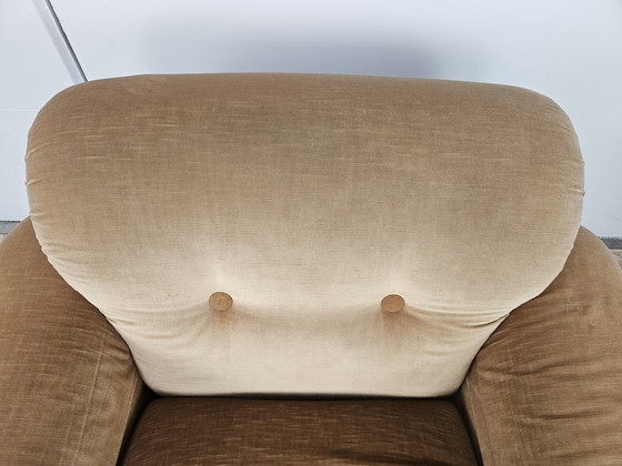 Image 1 of Fauteuil Mid Century en tissu et acier tubulaire