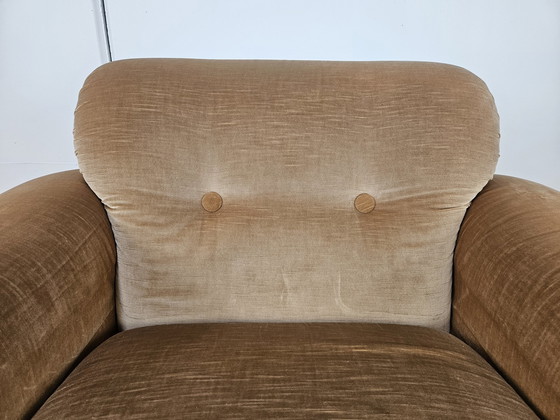 Image 1 of Fauteuil Mid Century en tissu et acier tubulaire