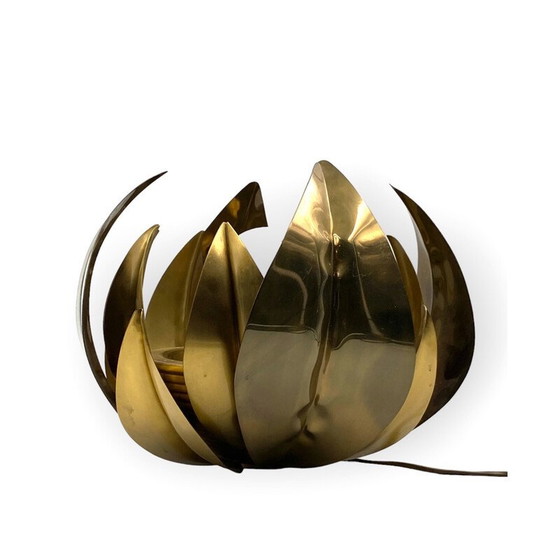 Image 1 of Lampadaire vintage en laiton avec fleur de lotus, Italie 1970