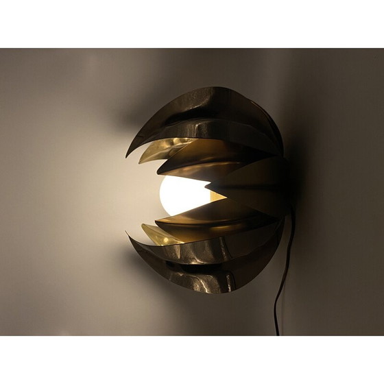 Image 1 of Lampadaire vintage en laiton avec fleur de lotus, Italie 1970