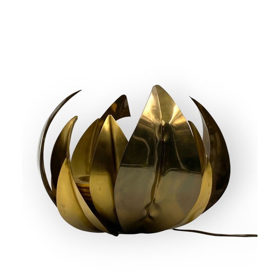 Image 1 of Lampadaire vintage en laiton avec fleur de lotus, Italie 1970
