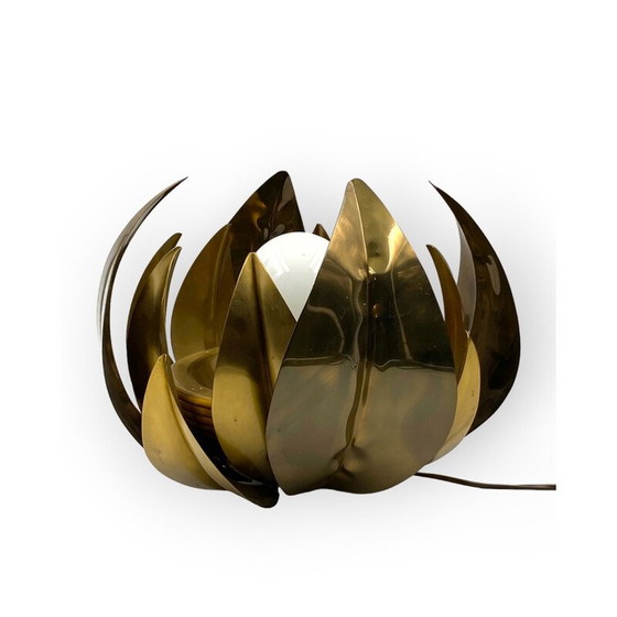Image 1 of Lampadaire vintage en laiton avec fleur de lotus, Italie 1970