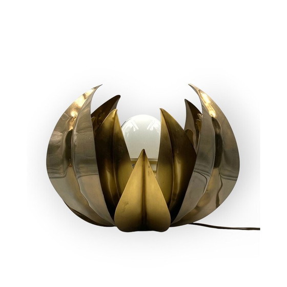 Image 1 of Lampadaire vintage en laiton avec fleur de lotus, Italie 1970