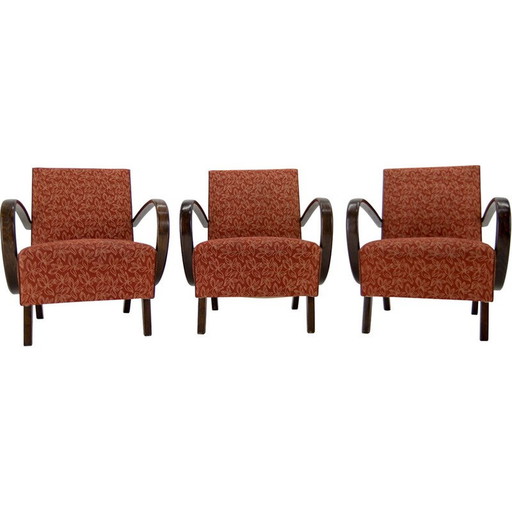 Ensemble de 3 fauteuils vintage de Jindrich Halabala, 1940