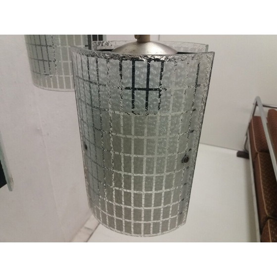 Image 1 of Lustre vintage en verre et métal, Tchécoslovaquie 1965