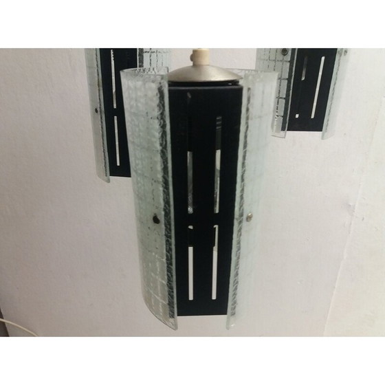 Image 1 of Lustre vintage en verre et métal, Tchécoslovaquie 1965