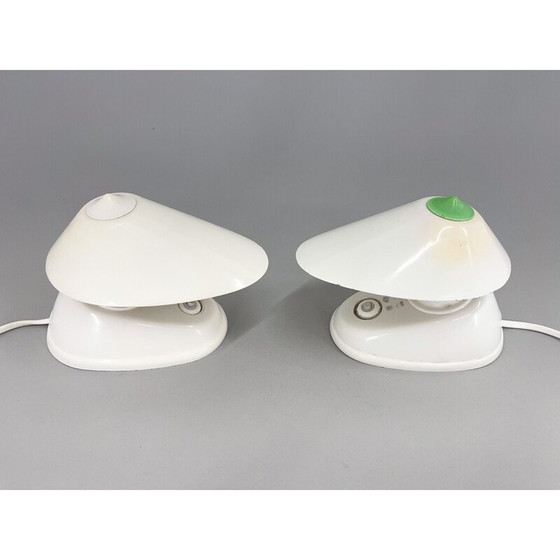 Image 1 of Paire de lampes de table vintage en bakélite blanche, Tchécoslovaquie 1960