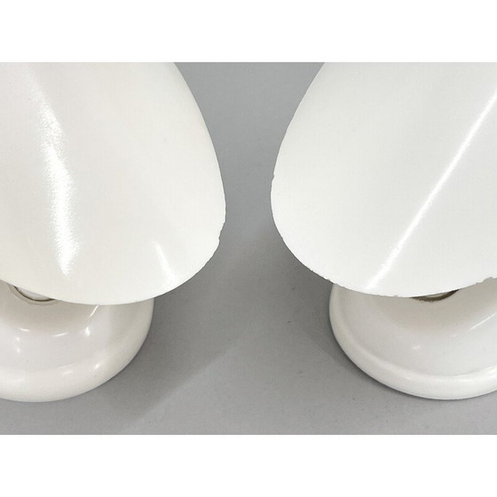 Image 1 of Paire de lampes de table vintage en bakélite blanche, Tchécoslovaquie 1960