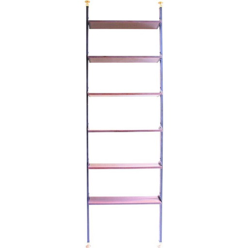 Bibliothèque vintage en métal et laiton, 1950