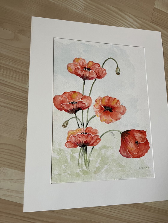 Image 1 of Aquarelle de coquelicots